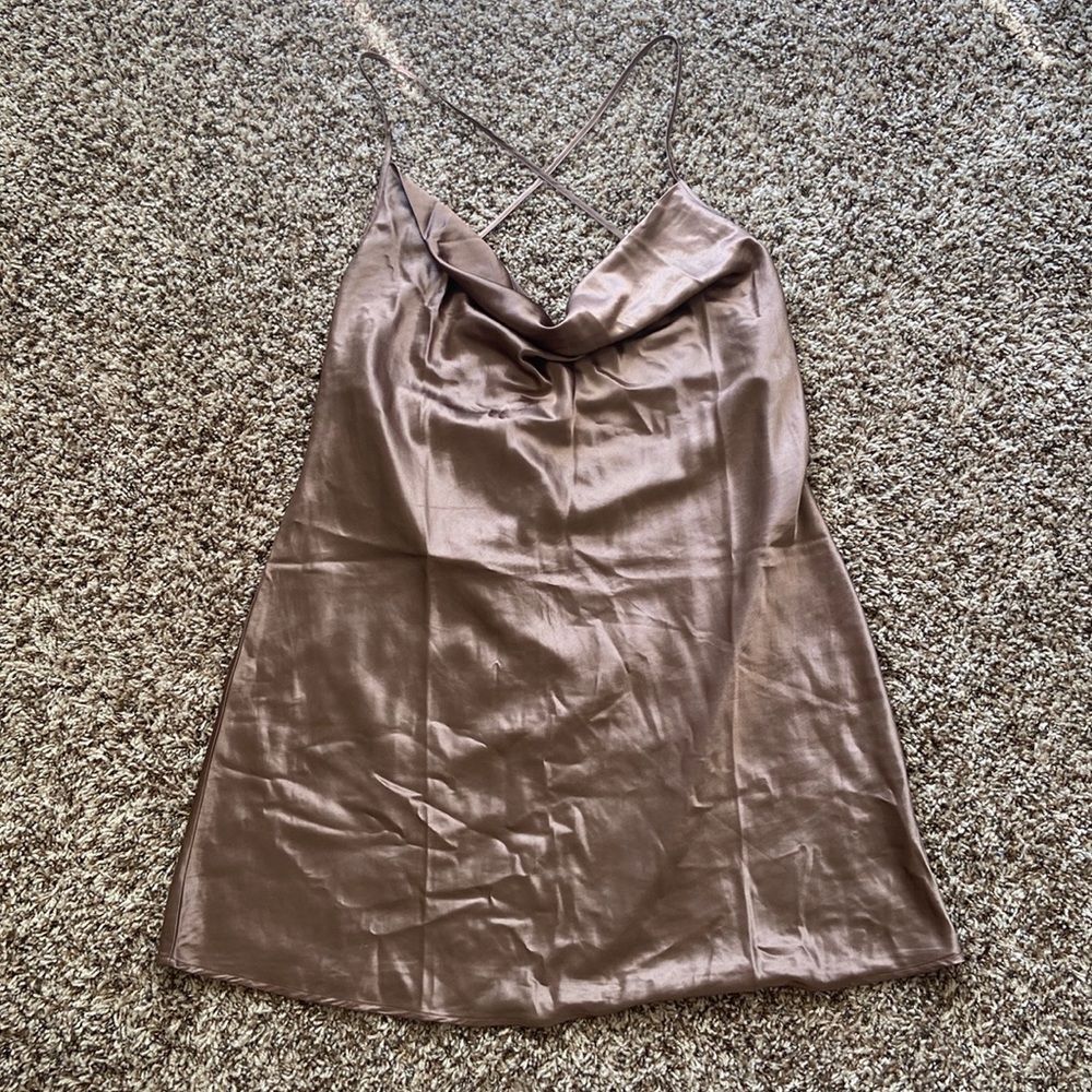 NWT! Brown satin dress